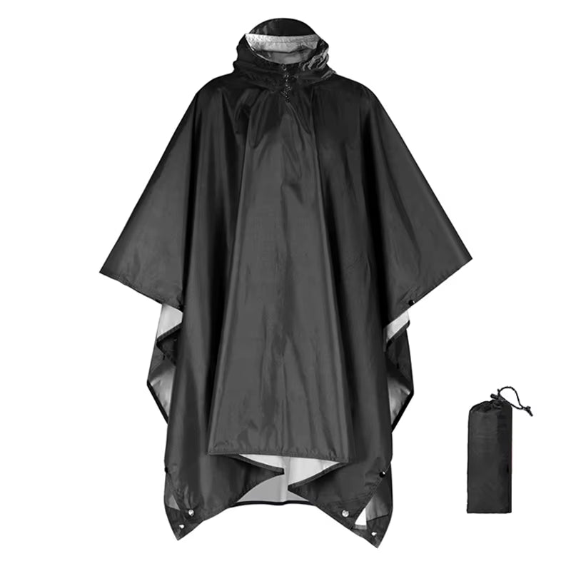 3 in 1 Outdoor Military Raincoat Hooded Sleeve Waterproof Rain Poncho Motorcycle Rain Cover Camping Hiking Travel Rainwear Tent