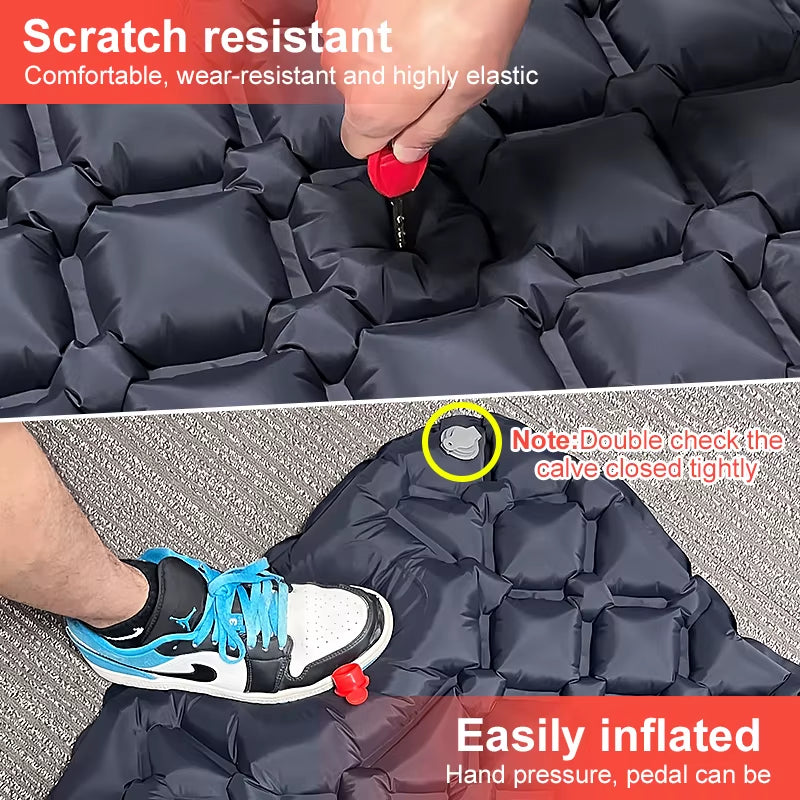 Outdoor Sleeping Pad Camping Inflatable Mattress Built-In Pump Ultralight Air Cushion Travel Mat with Headrest for Trave