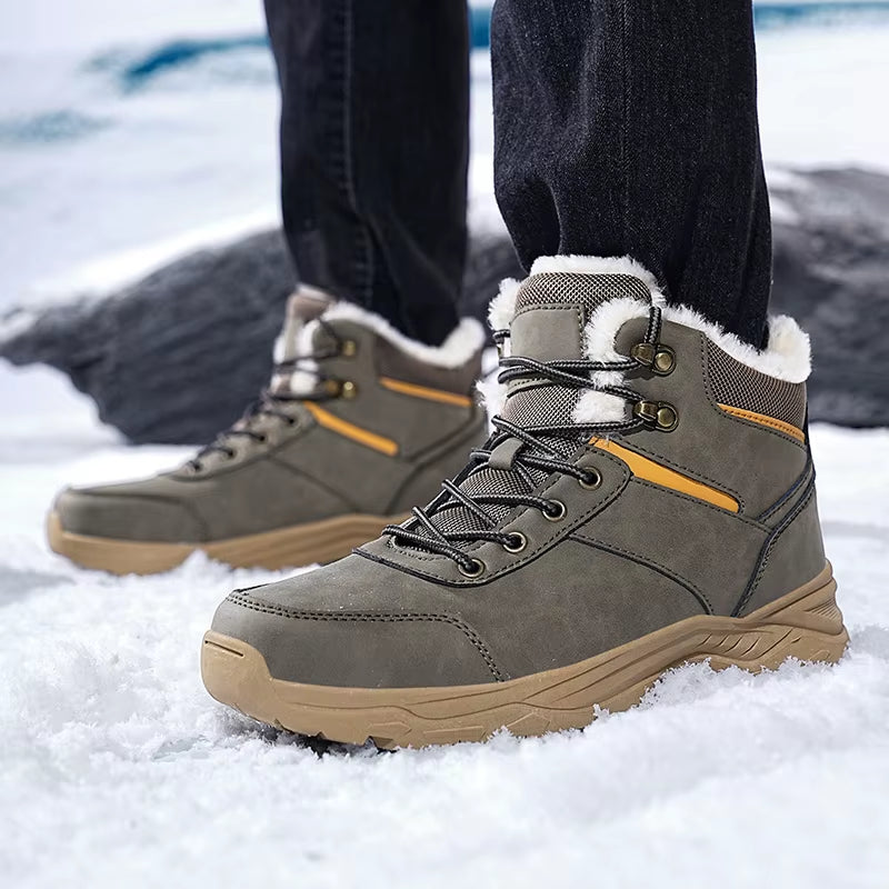 2025 Men Boots Thermal Winter Snow Boots anti Slip Waterproof Warm Lined Lightweight Comfortable Outdoor Hiking Work Shoes