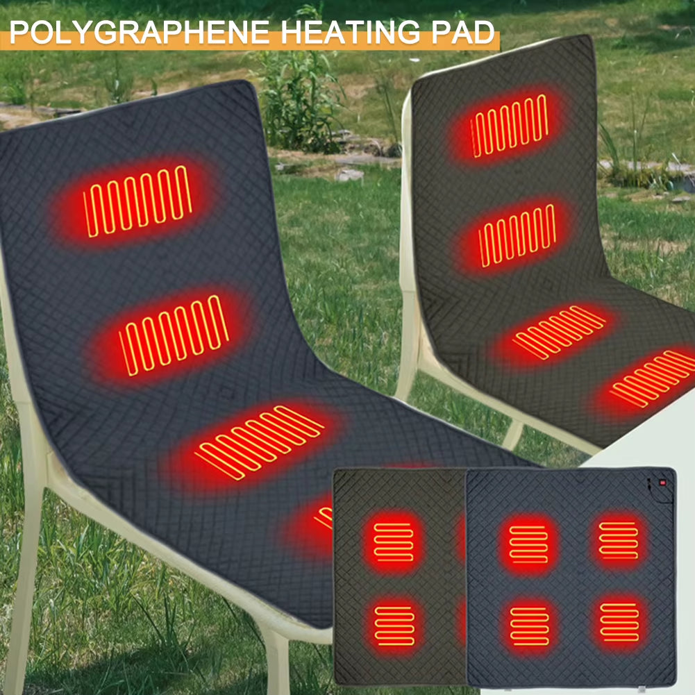 4 Zones Electric Heated Seat Usb/Type-C Winter Warm Car Seat Pad Waterproof 3 Levels Folding Heating Chair Pad for Outdoor Trave