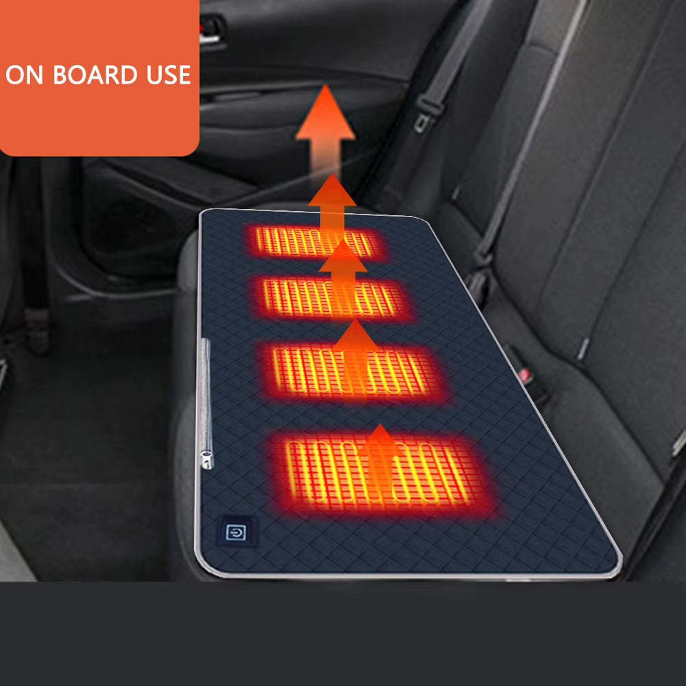 4 Zones Electric Heated Seat Usb/Type-C Winter Warm Car Seat Pad Waterproof 3 Levels Folding Heating Chair Pad for Outdoor Trave