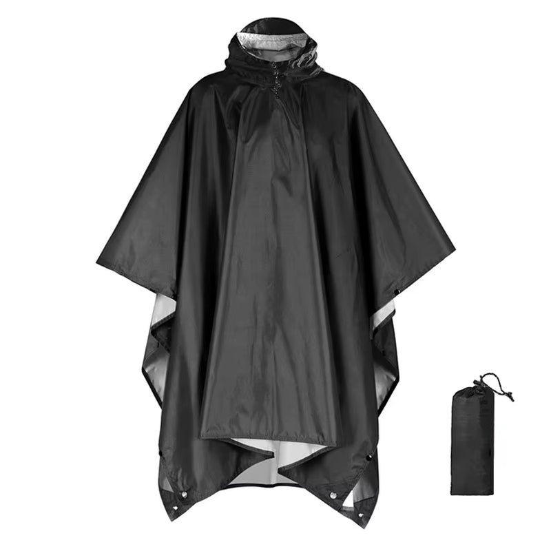 3 in 1 Outdoor Military Raincoat Hooded Sleeve Waterproof Rain Poncho Motorcycle Rain Cover Camping Hiking Travel Rainwear Tent