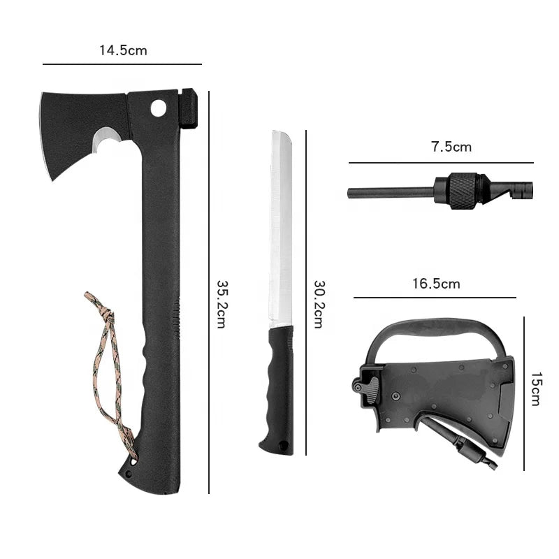 Outdoor Survival Essential Multifunctional Hatchet Tomahawk Hammer Axe Camping Kit Multipurpose Tools Axe with Hidden Knife Saw