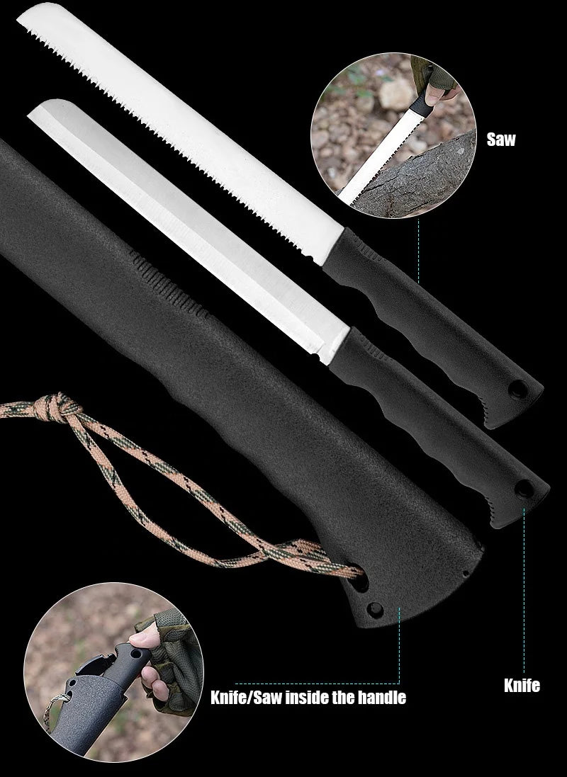 Outdoor Survival Essential Multifunctional Hatchet Tomahawk Hammer Axe Camping Kit Multipurpose Tools Axe with Hidden Knife Saw