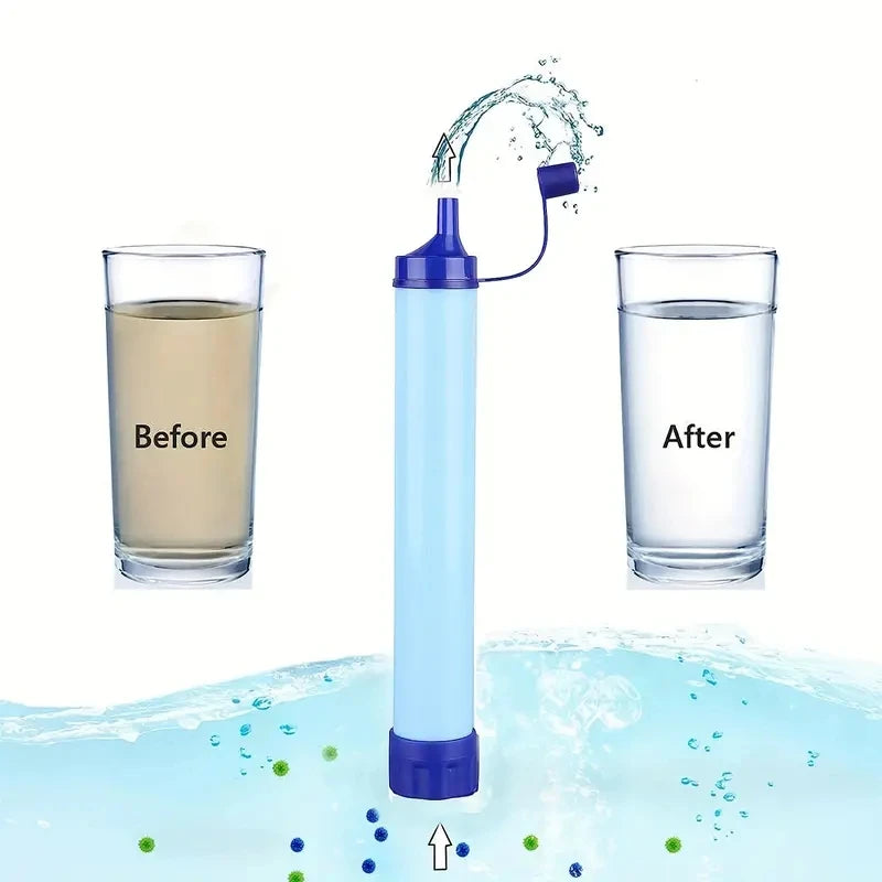 1Pc Outdoor Water Filter, Personal Straw Water Filtration System, Emergency Survival Water Purifier for Camping Hiking Climbing