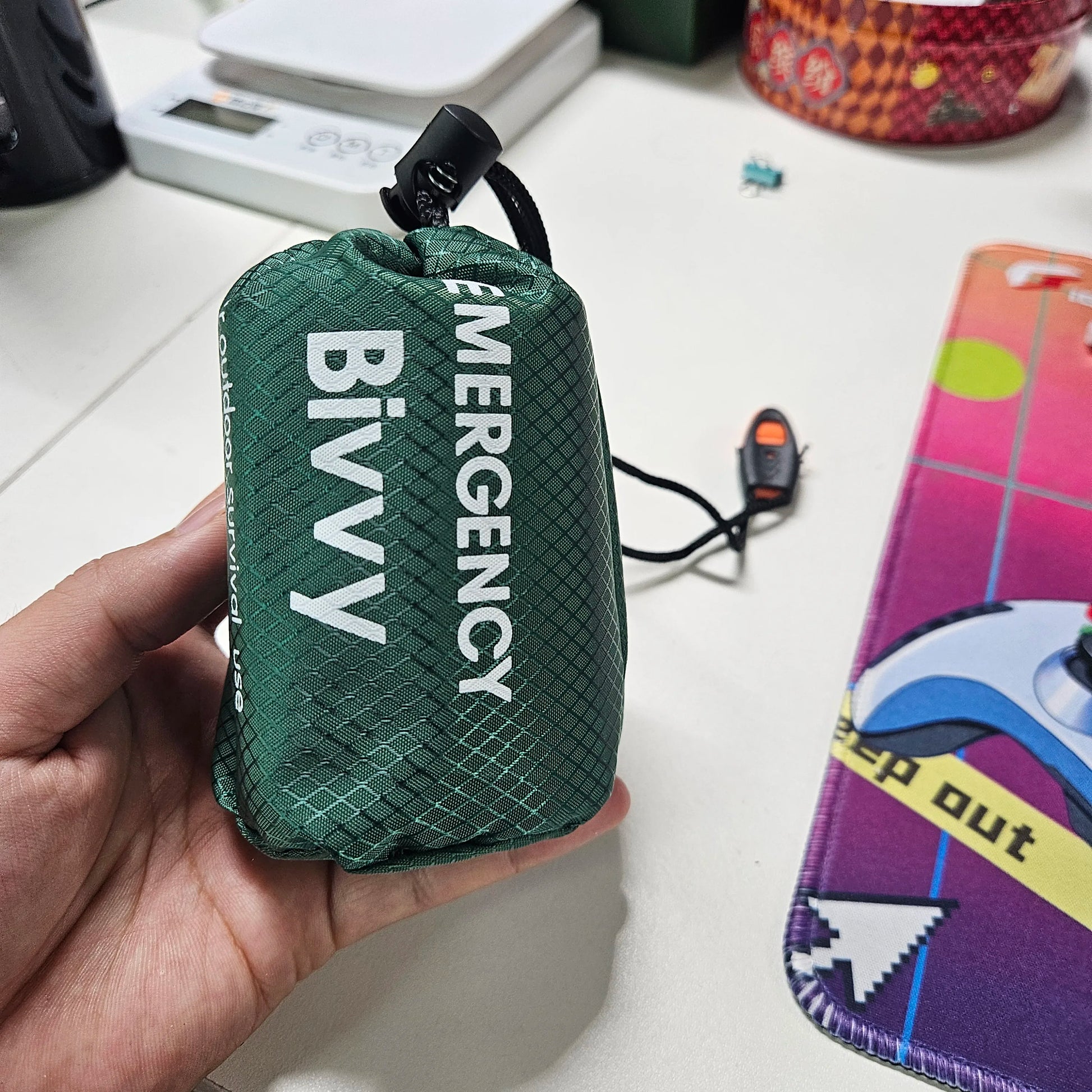 Waterproof Emergency Thermal Sleeping Bag for Camping Hiking Compact Bag Whistle and Storage Lightweight Survival Equipment