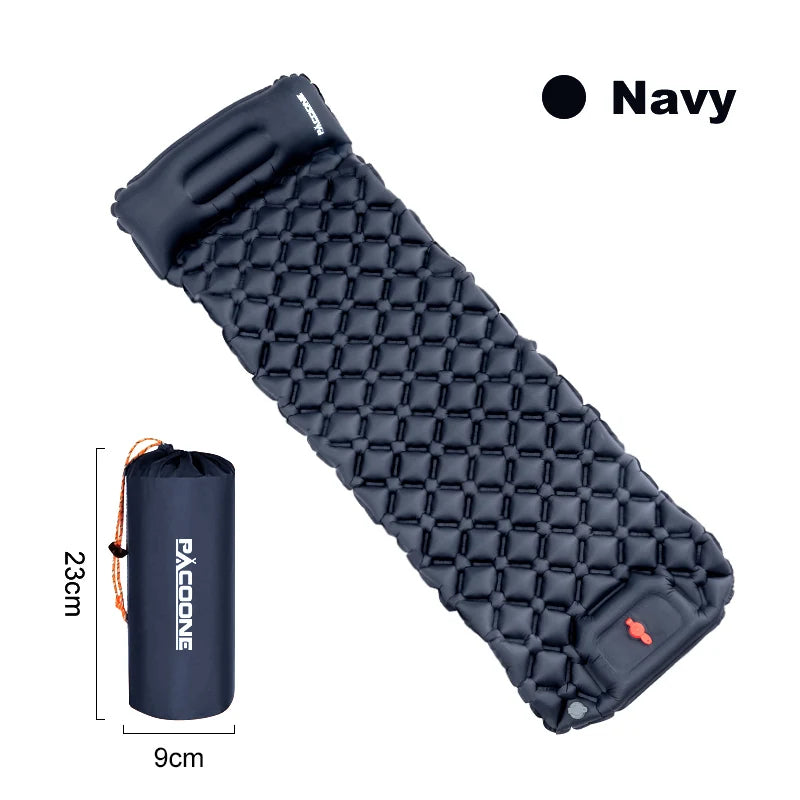 Outdoor Sleeping Pad Camping Inflatable Mattress Built-In Pump Ultralight Air Cushion Travel Mat with Headrest for Trave