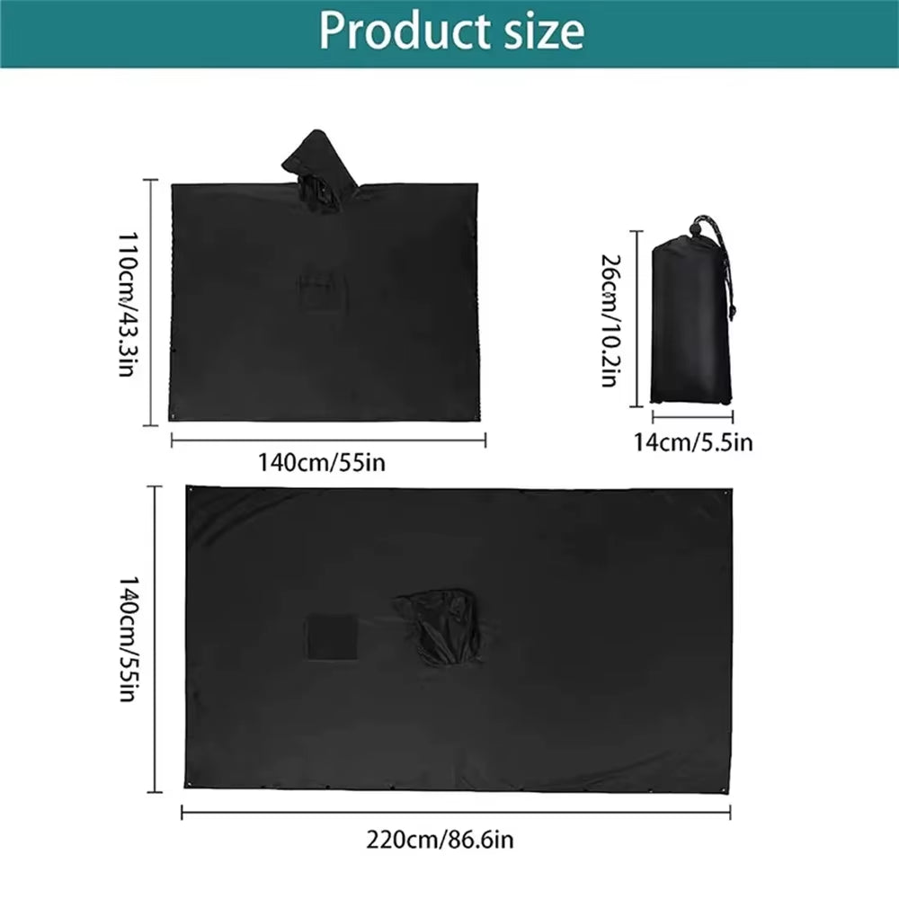 3 in 1 Outdoor Military Raincoat Hooded Sleeve Waterproof Rain Poncho Motorcycle Rain Cover Camping Hiking Travel Rainwear Tent